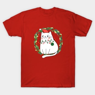 Cat Wreath Christmas T-Shirt